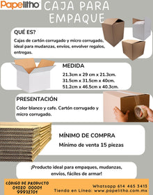 Caja cartón de micro corrugado café 40 x 47 x 50 cm con 15 piezas
