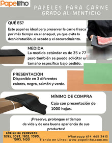 Papel Negro Separador de Cortes de Carne, Presentación Caja con 1000 Hojas
