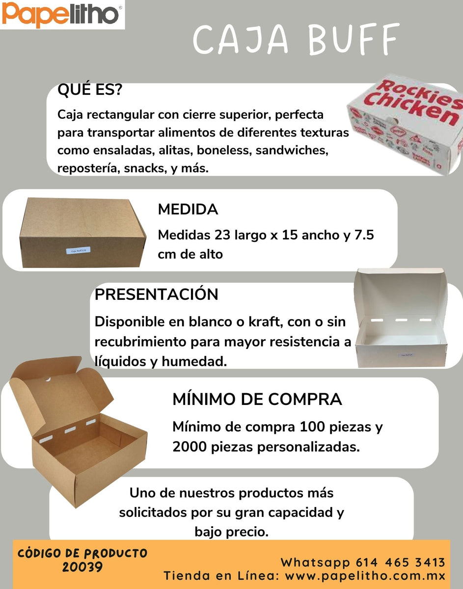 CAJA BUFF KRAFT C/R / INCLUYE 100 PIEZAS. – papelithomx