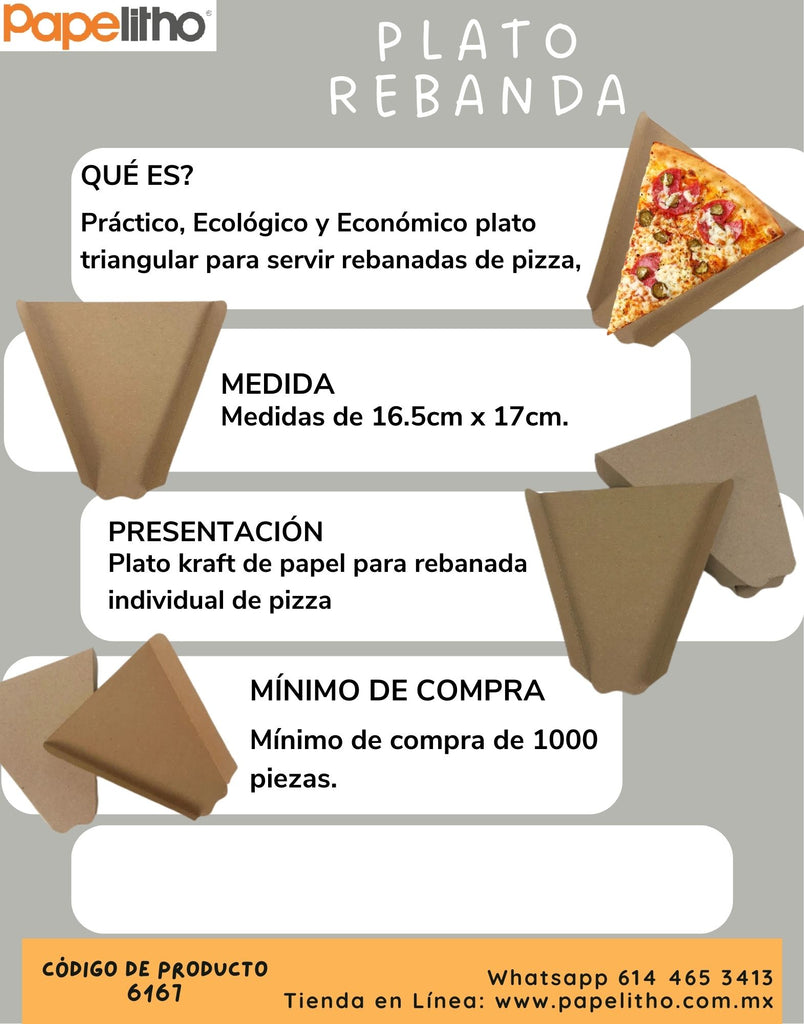 Plato kraft para rebanada de pizza. Incluye 1000 piezas