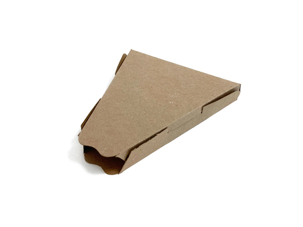 Caja kraft para rebanada individual de pizza con recubrimiento. Incluye 500 piezas