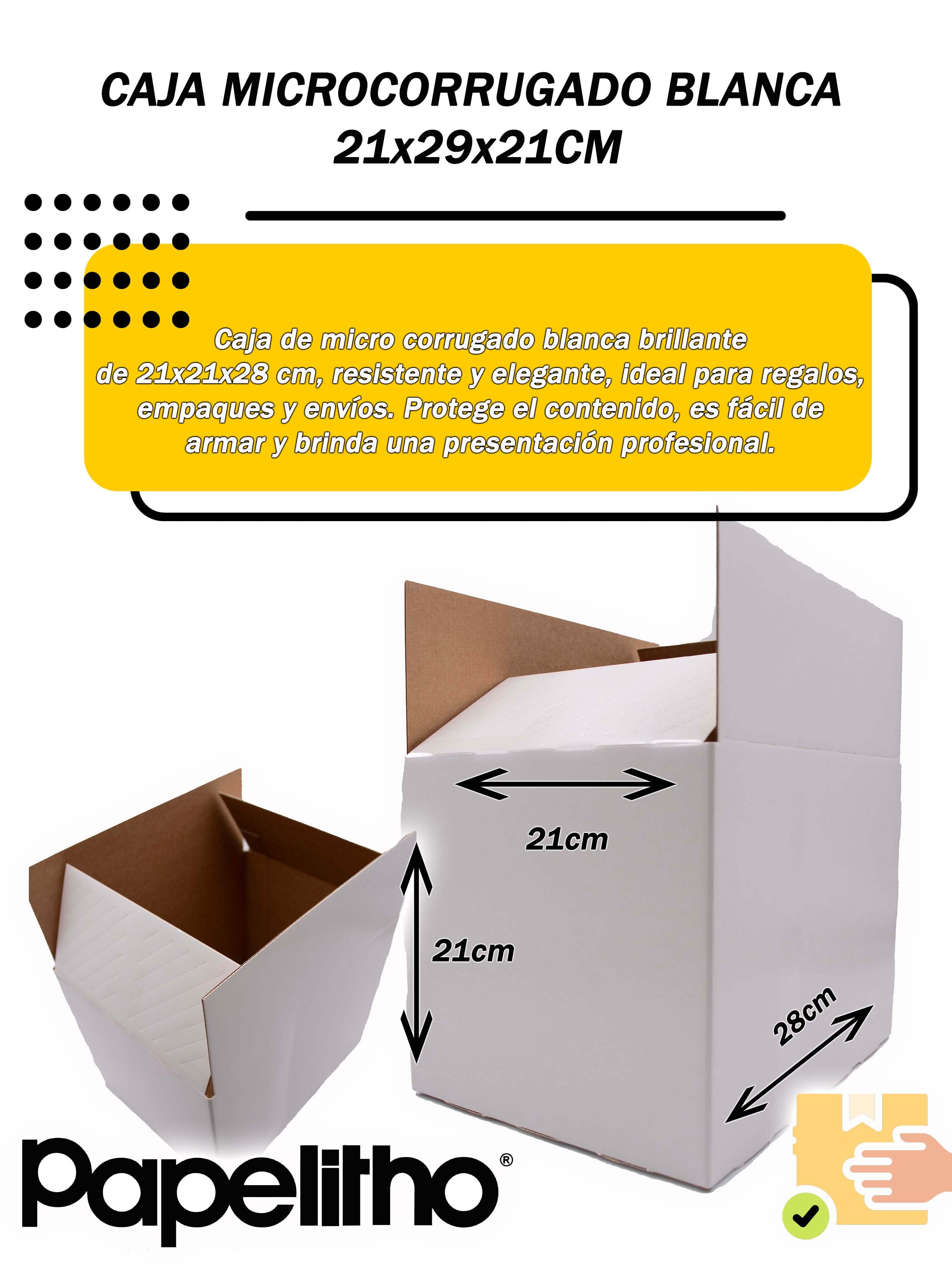 Caja Blanca Para Regalo y Empaque 28 x 21 x 21 Cm. Incluye 15 piezas