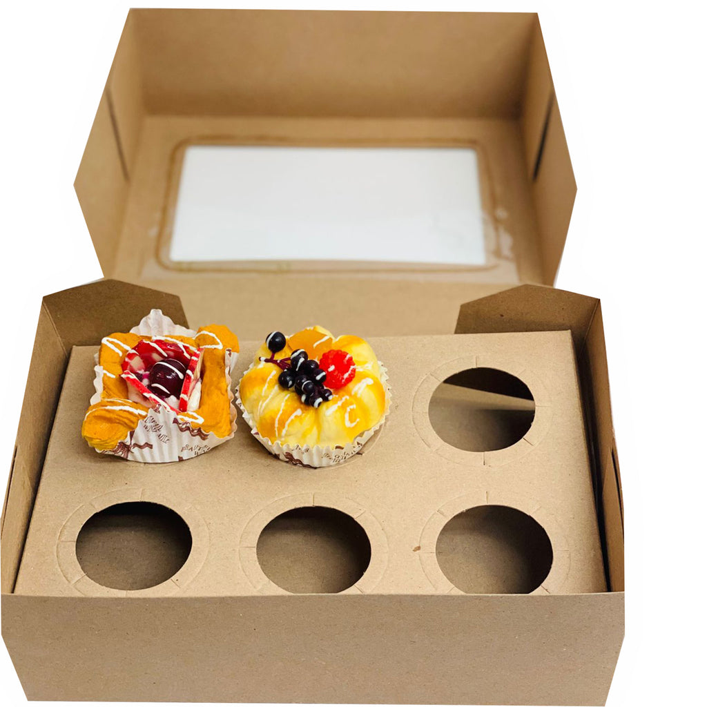 25 Cajas Kraft Para Repostería O Cupcakes De 6 Con Separador