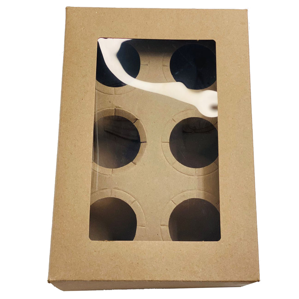 25 Cajas Kraft Para Repostería O Cupcakes De 6 Con Separador