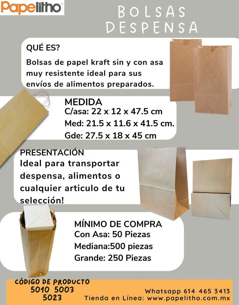 Bolsa de papel Kraft mediana Paquete con 200
