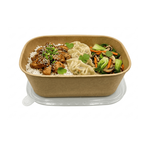 Bowl Rectangular Biodegradable 16oz(475ml) Con Tapa