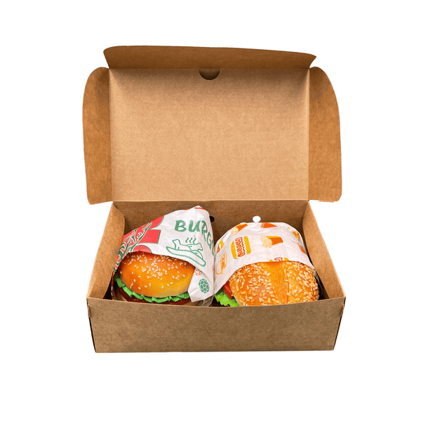 Caja Buff Kraft Para Alimentos Fast Food