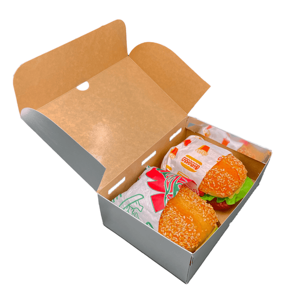 Cajas Buff Plata/Kraft Para Alitas Hamburguesas Baguette