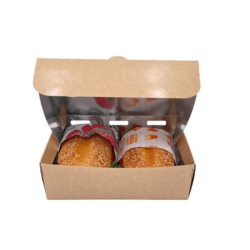 Cajas Buff Kraft/Plata Para Tortas Baguette Lonches Sandwich