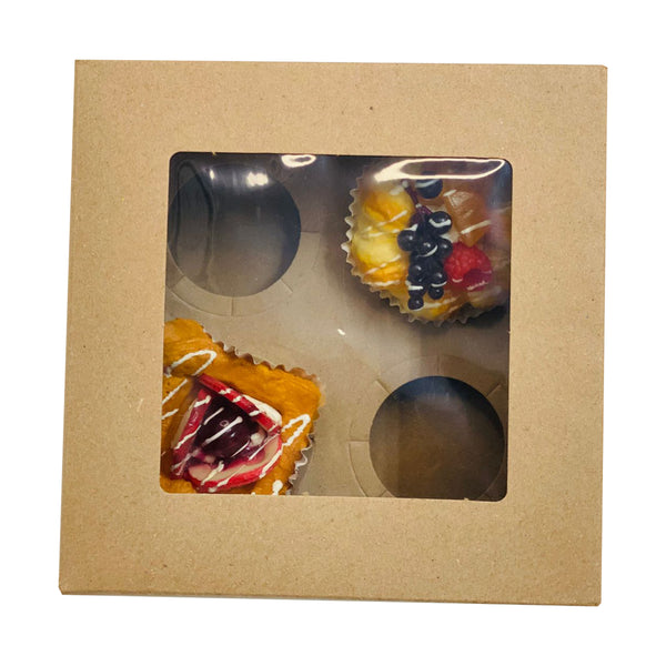 25 Cajas Kraft Para Repostería O Cupcakes De 4 Con Separador