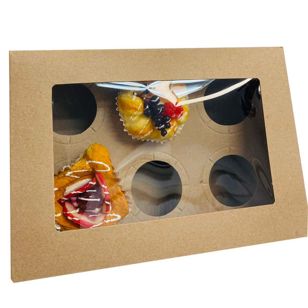 25 Cajas Kraft Para Repostería O Cupcakes De 6 Con Separador