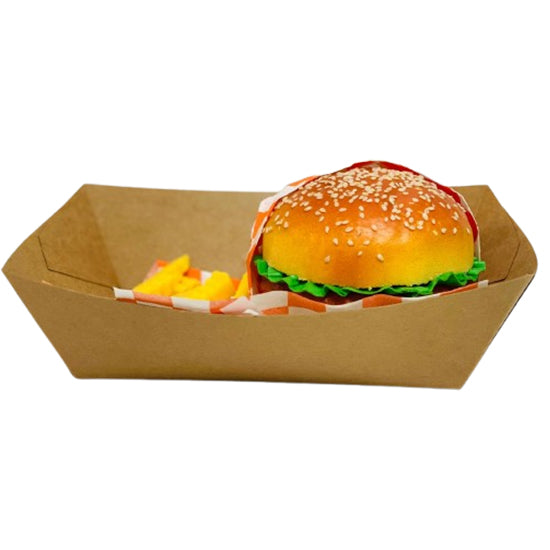 Plato Para Nachos De Papel Kraft. 24x15x6 Cm 300 Piezas