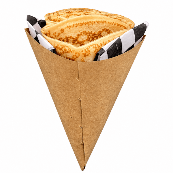 Cono Kraft Con Recubrimiento Para Crepas, Boneless, Snack