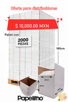 Pallet con 2000 cajas para envíos 21x21x28cm