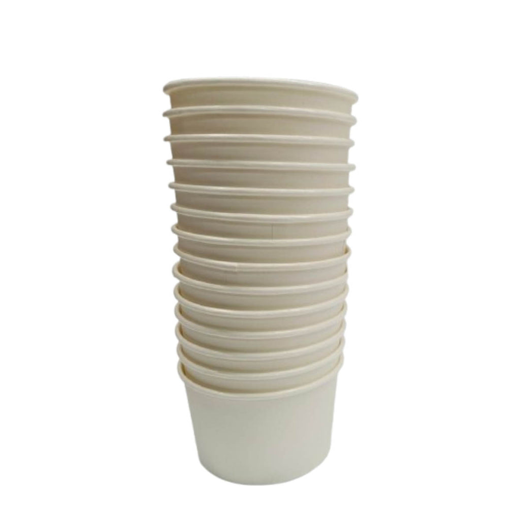 Vaso De Papel Blanco Para Helado 236 Ml (8oz) C/ Tapa 1000pz Blanco