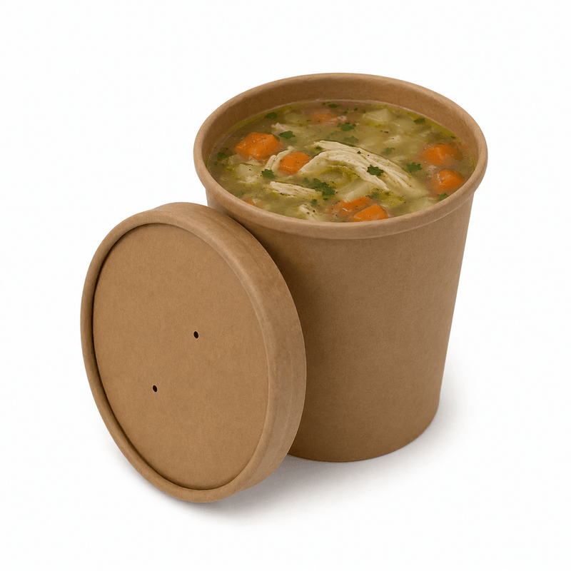 Vaso Con Tapa Hermética Ventilada Para Sopa y Caldo 26oz