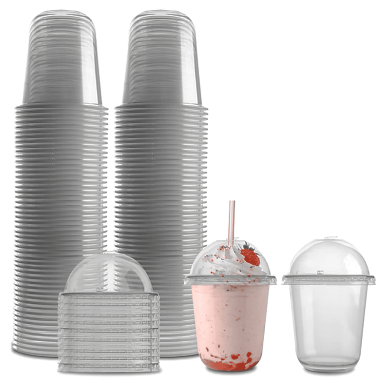Vaso Transparente Curvo 12oz Tapa Domo