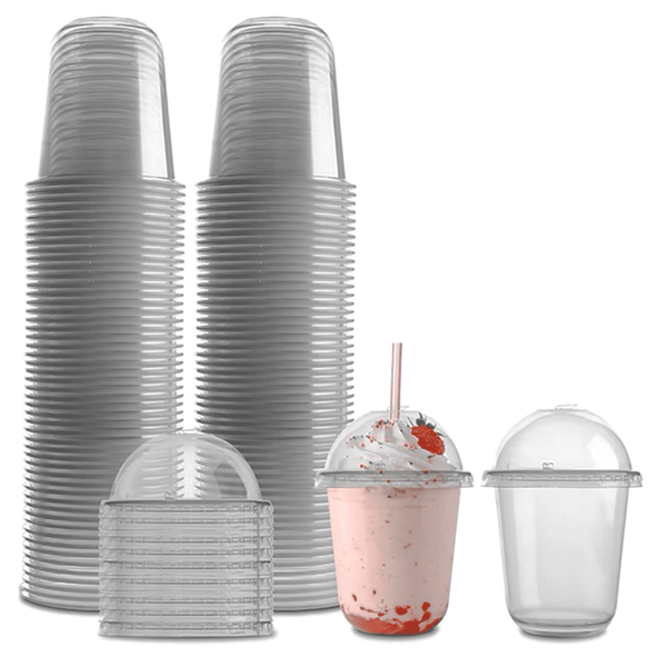 Vaso Transparente Curvo 12oz Tapa Domo