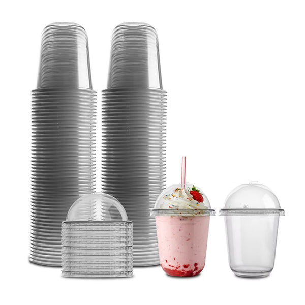 Vaso Transparente Curvo Con Tapa domo 12oz - Caja Con 1000 vasos