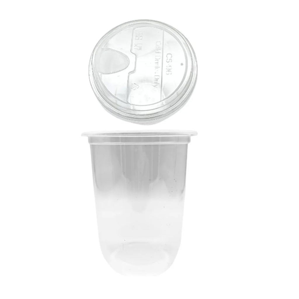 Vaso Transparente Curvo con Tapa Plana 16 Oz - 1000 Piezas